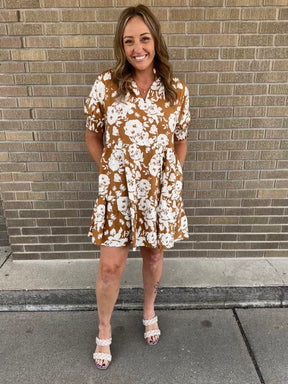 Camel Floral Dress