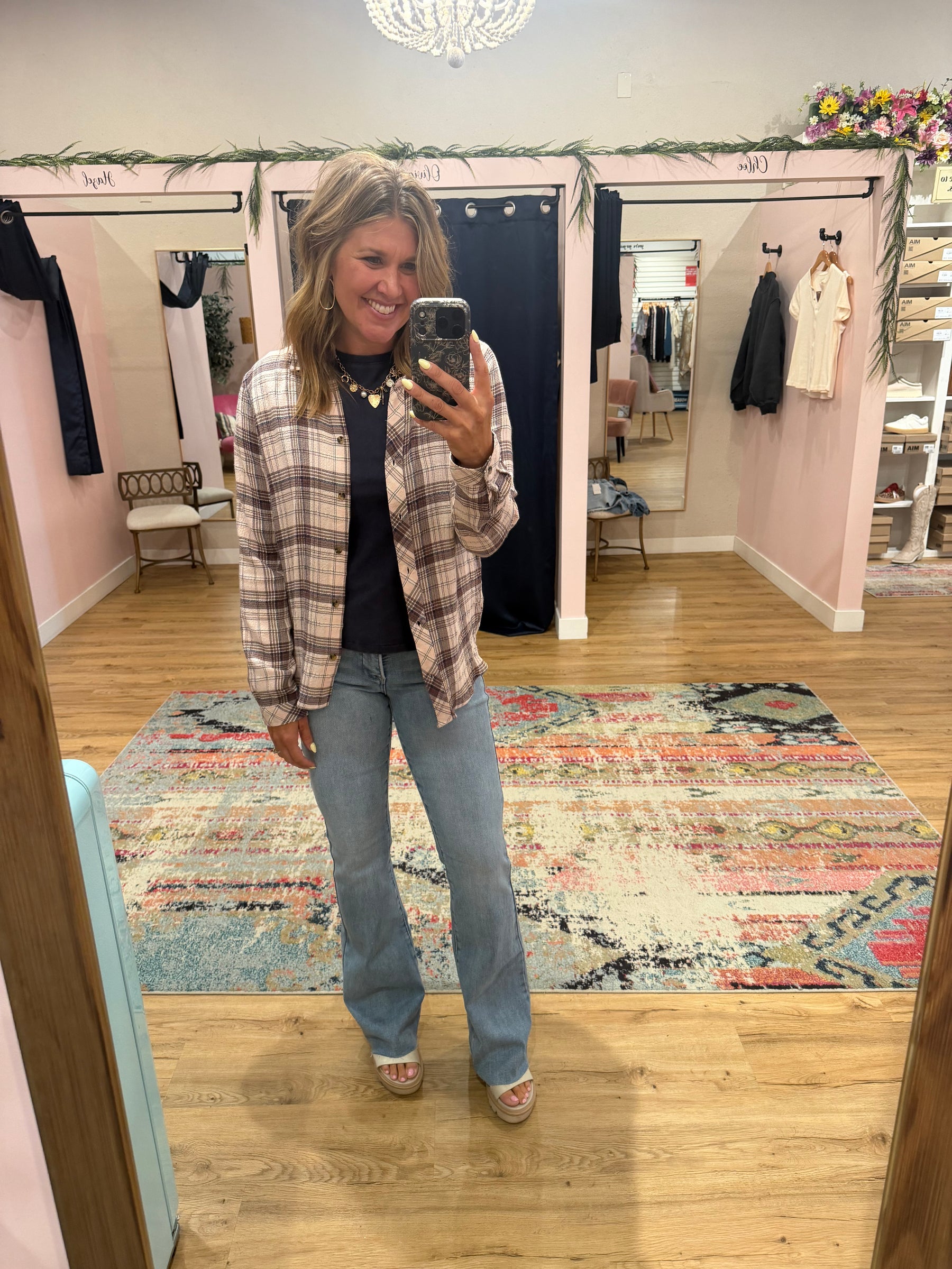 Daphne Shirt - Mauve Rose plaid