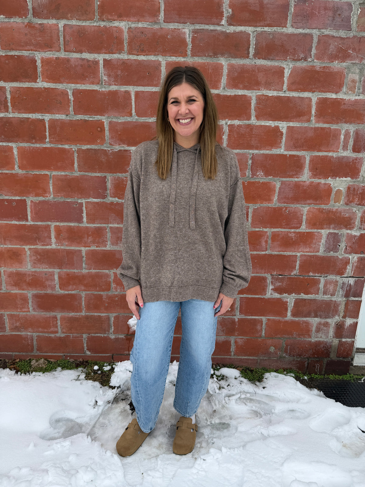 Oversized Mocha Knit Hoodie