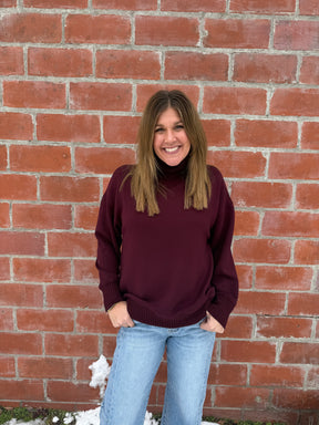 Mock Modal Pullover - Dark Cherry