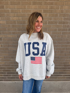 Reversible Mock Neck Sweatshirt- USA