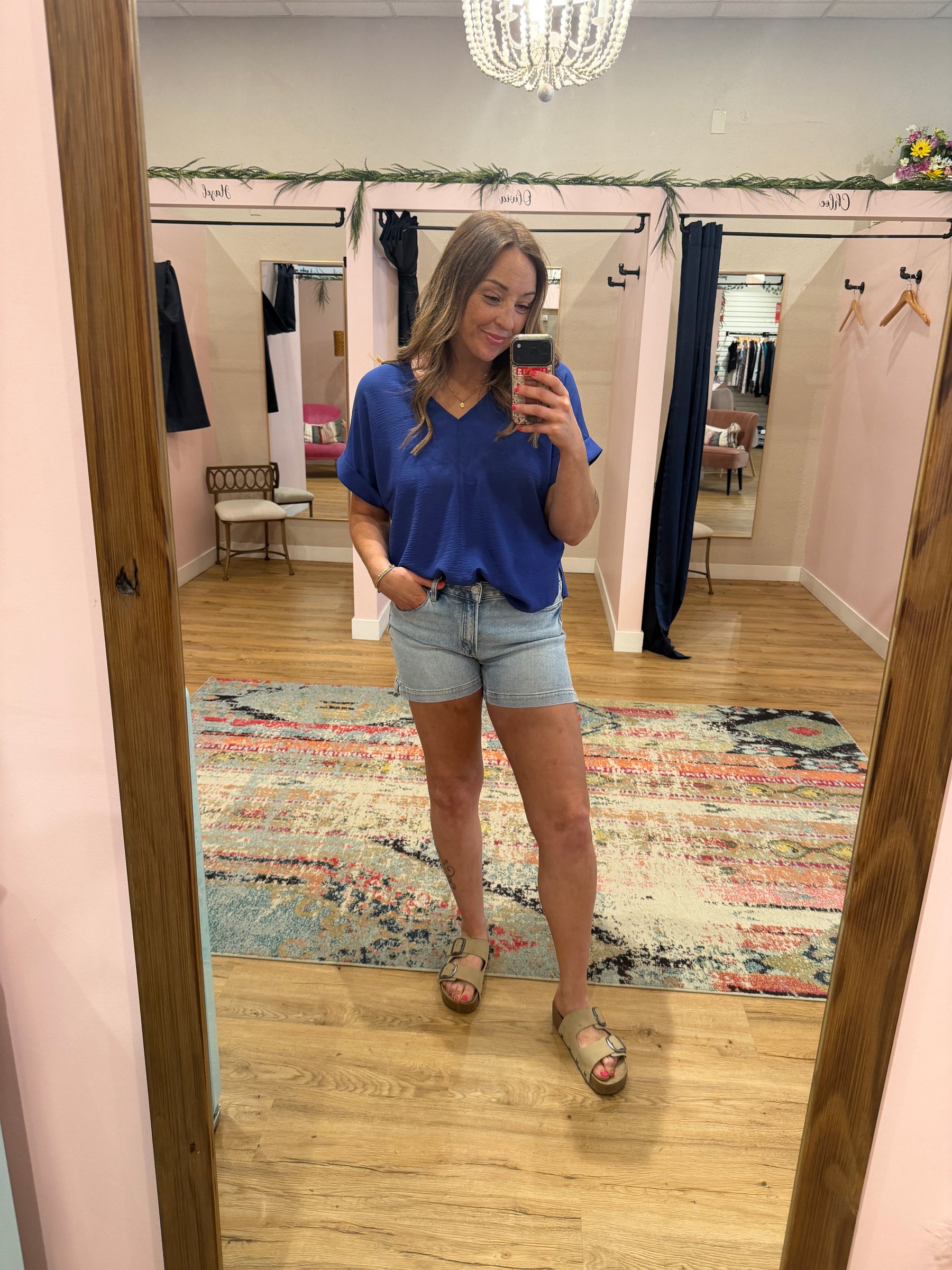 Royal Blue V Neck Top
