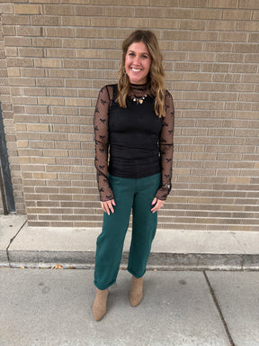 Black Bows Lace Layering Top