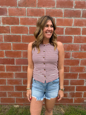 Wine and Cream Stripe Tank