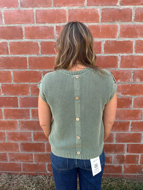 Olive Knit Sweater Top