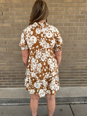 Camel Floral Dress