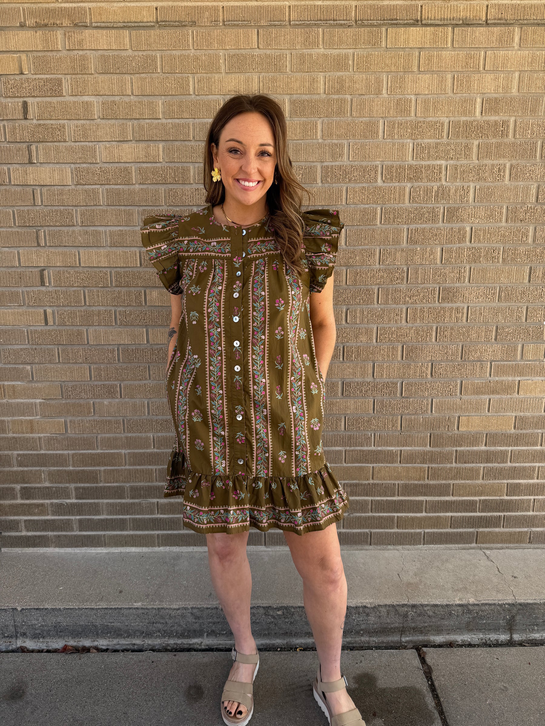 Olive Floral Mini Dress