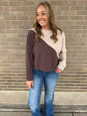 Cloudy Knit Color Block - Mocha