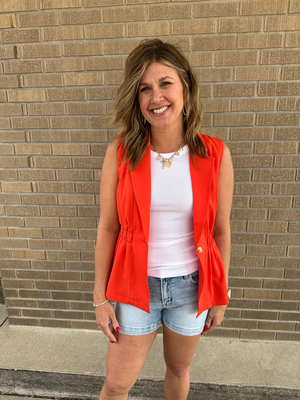 Coral Peplum Vest