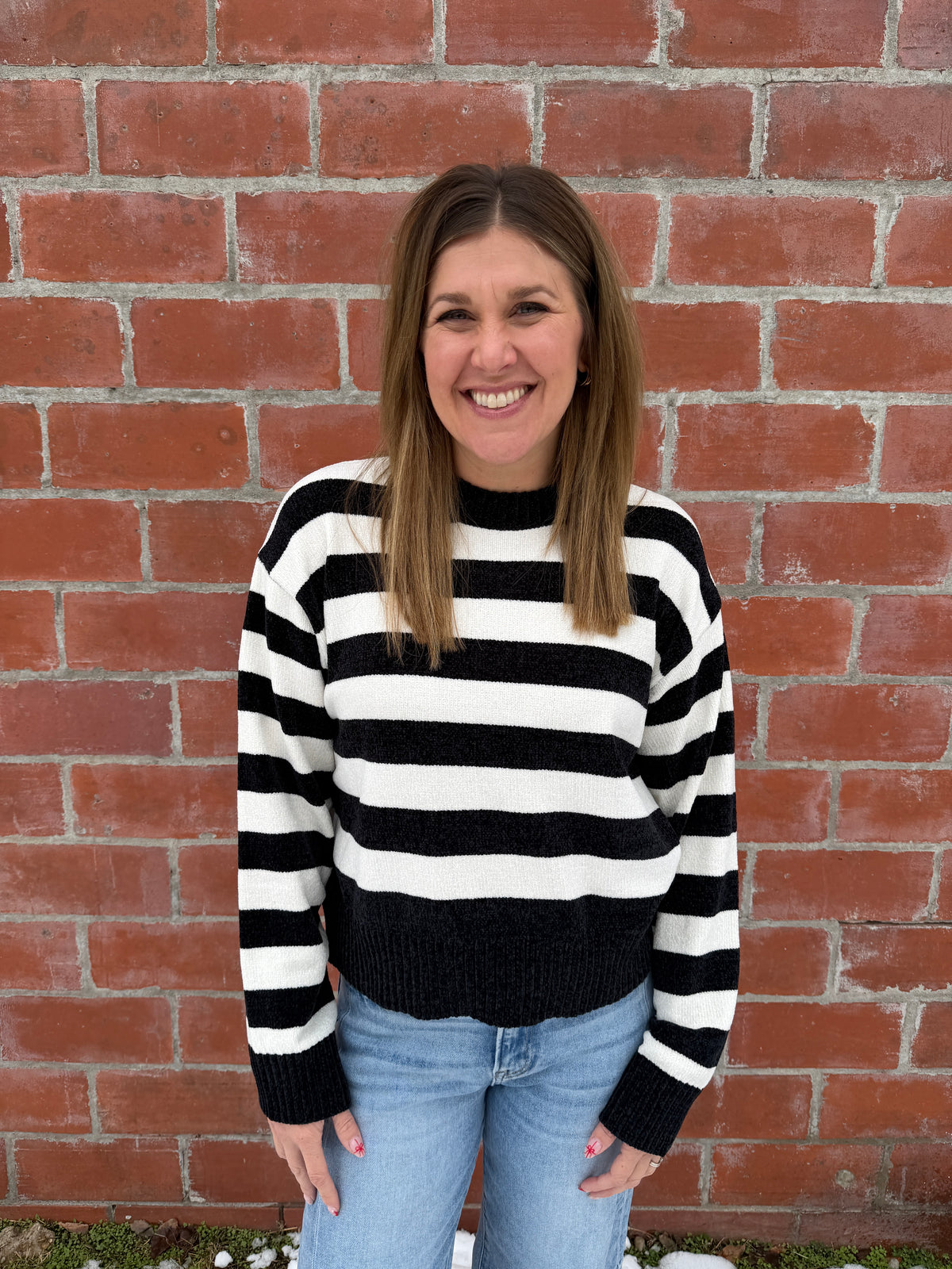 Silky Soft Stripe Sweater - Black