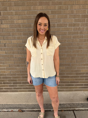 Butter Yellow Button Up