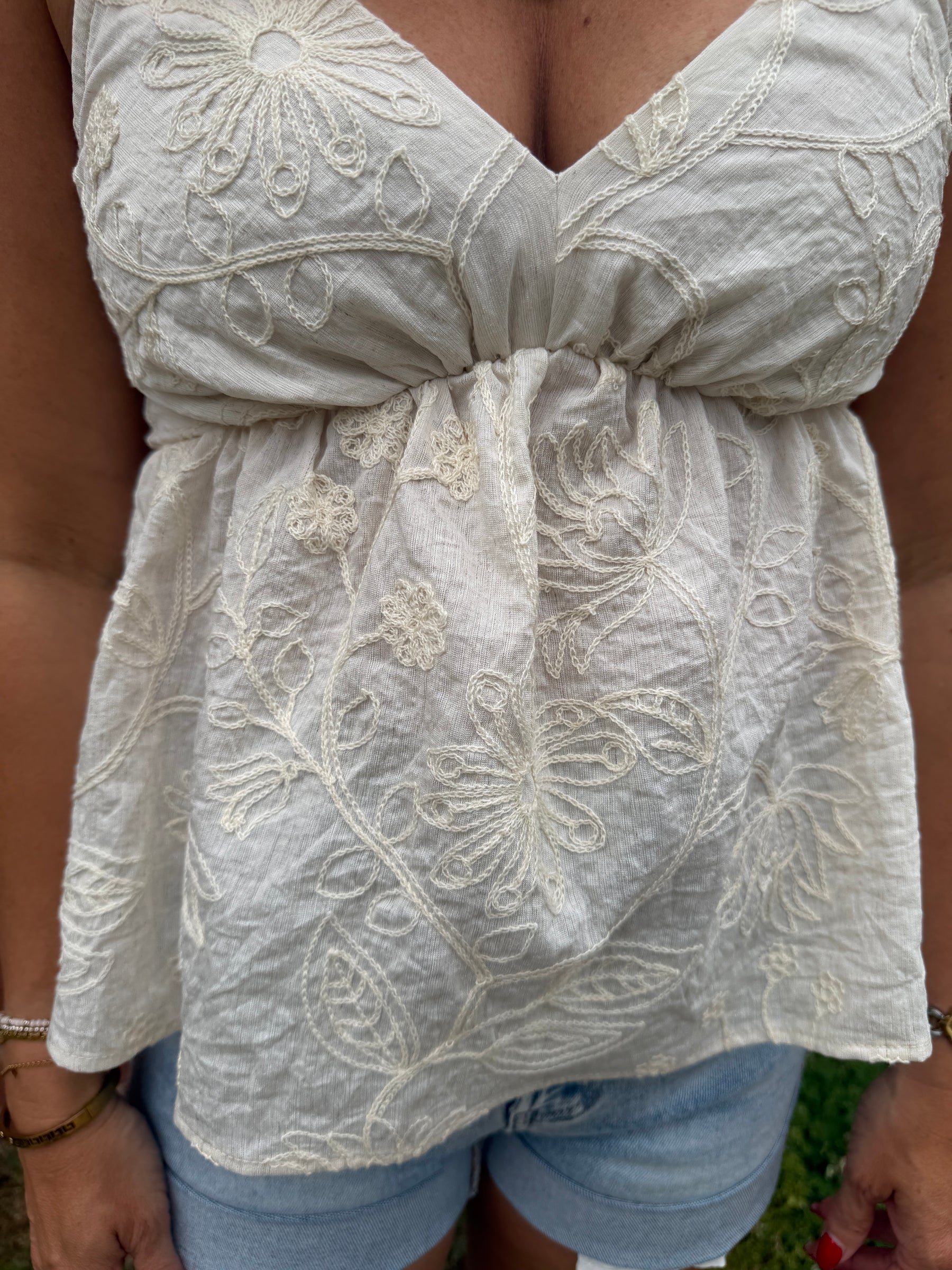 Embroidered Floral Tank