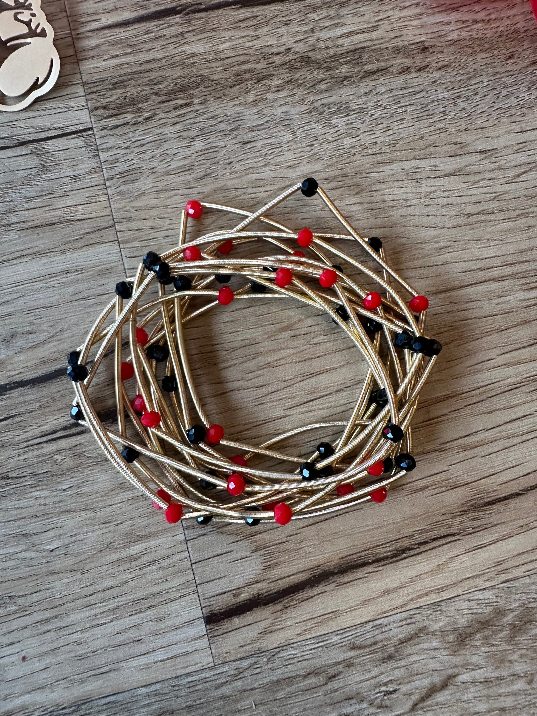 Red and Black Bracelet Stack