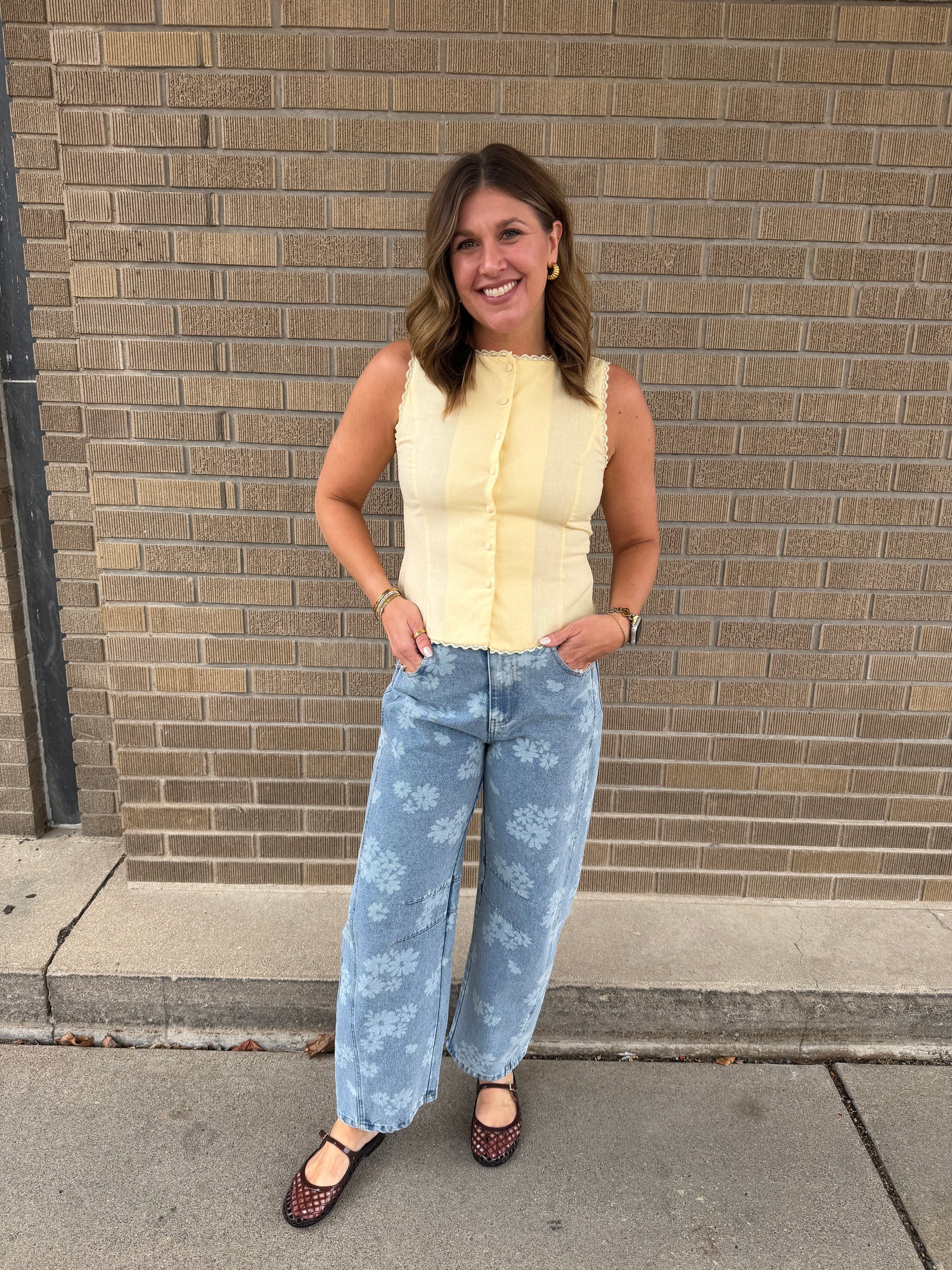 Little Yellow Lace Trim Top