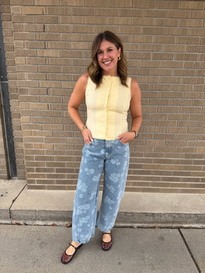 Little Yellow Lace Trim Top
