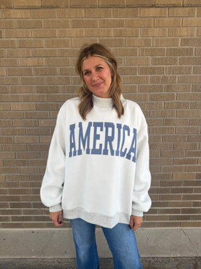 Reversible Mock Neck Sweatshirt- USA