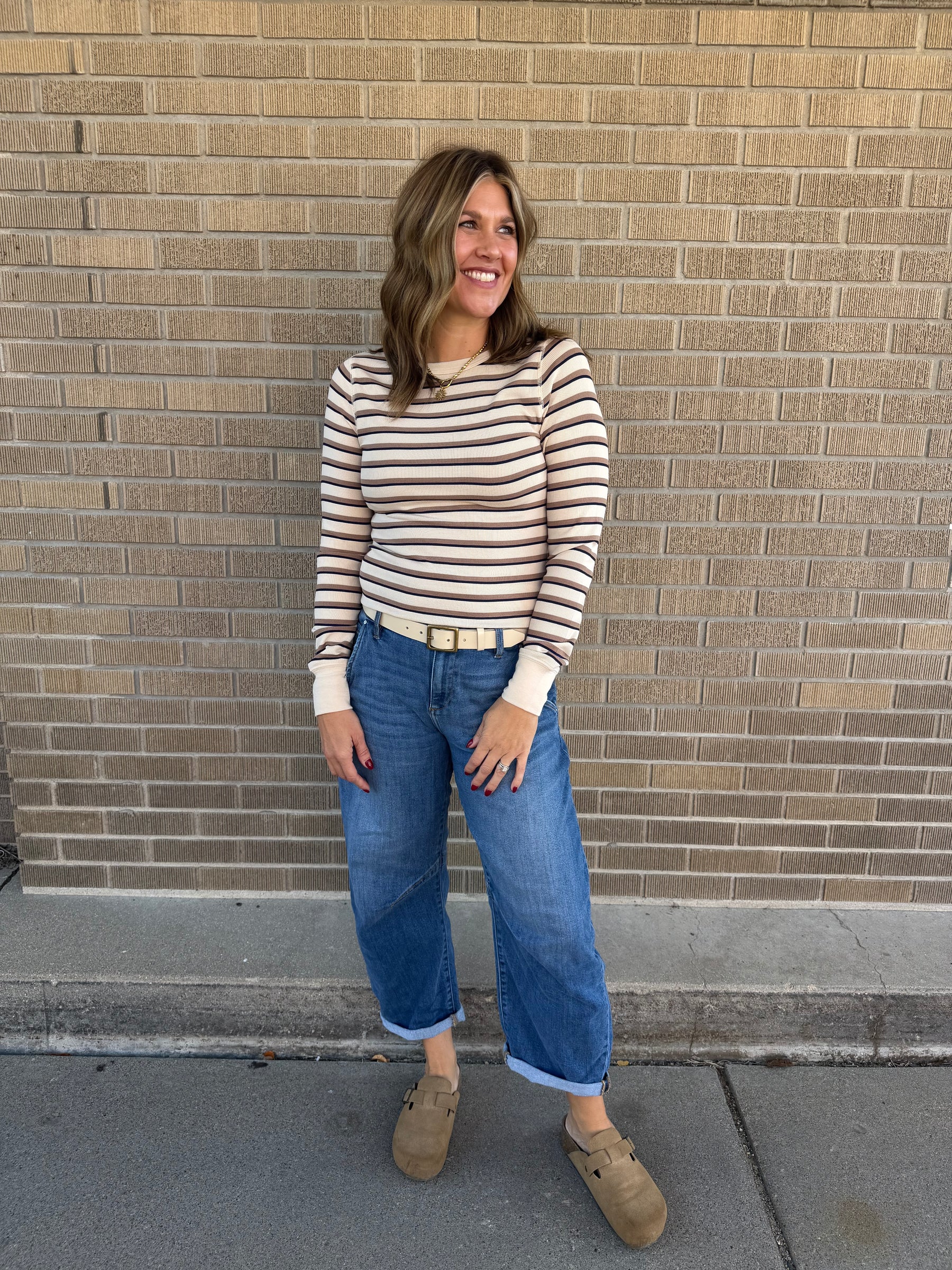 Stacy Long Sleeve - Cream Stripe