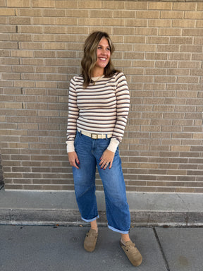 Stacy Long Sleeve - Cream Stripe