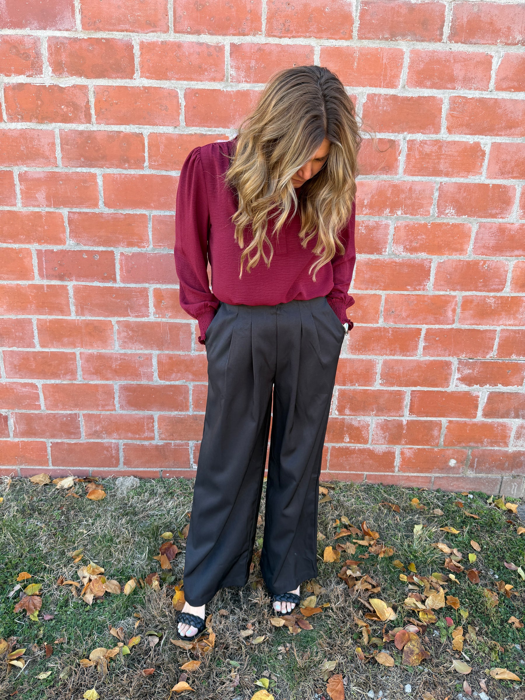 Wide Leg Black Dress Pants