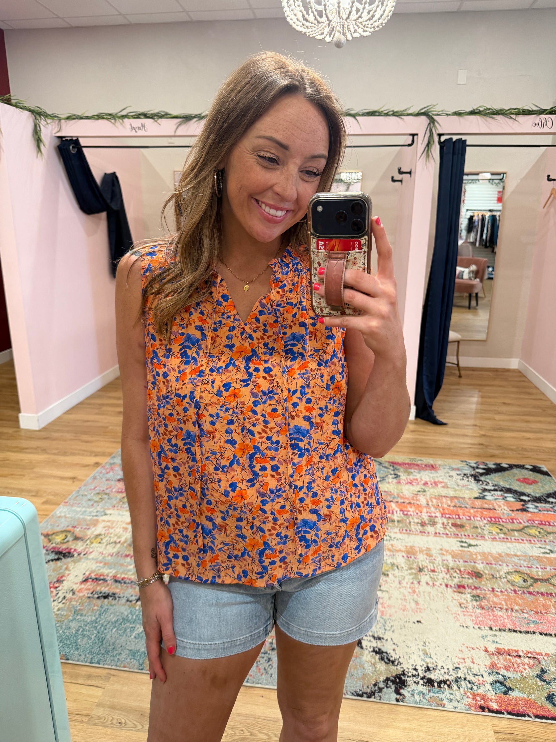 Coral Floral Blouse