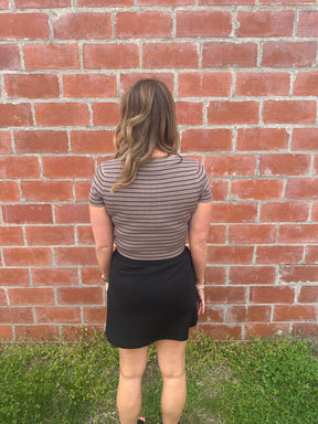 Taupe and Black Stripe Crop Sweater