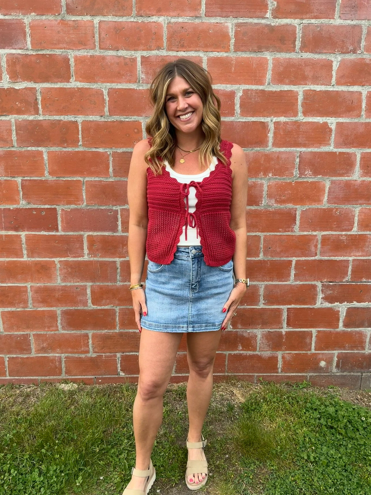 Dark Red Crochet Tank