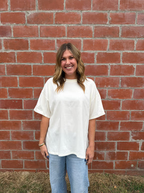 Chill All Day Oversized Tee - Cream