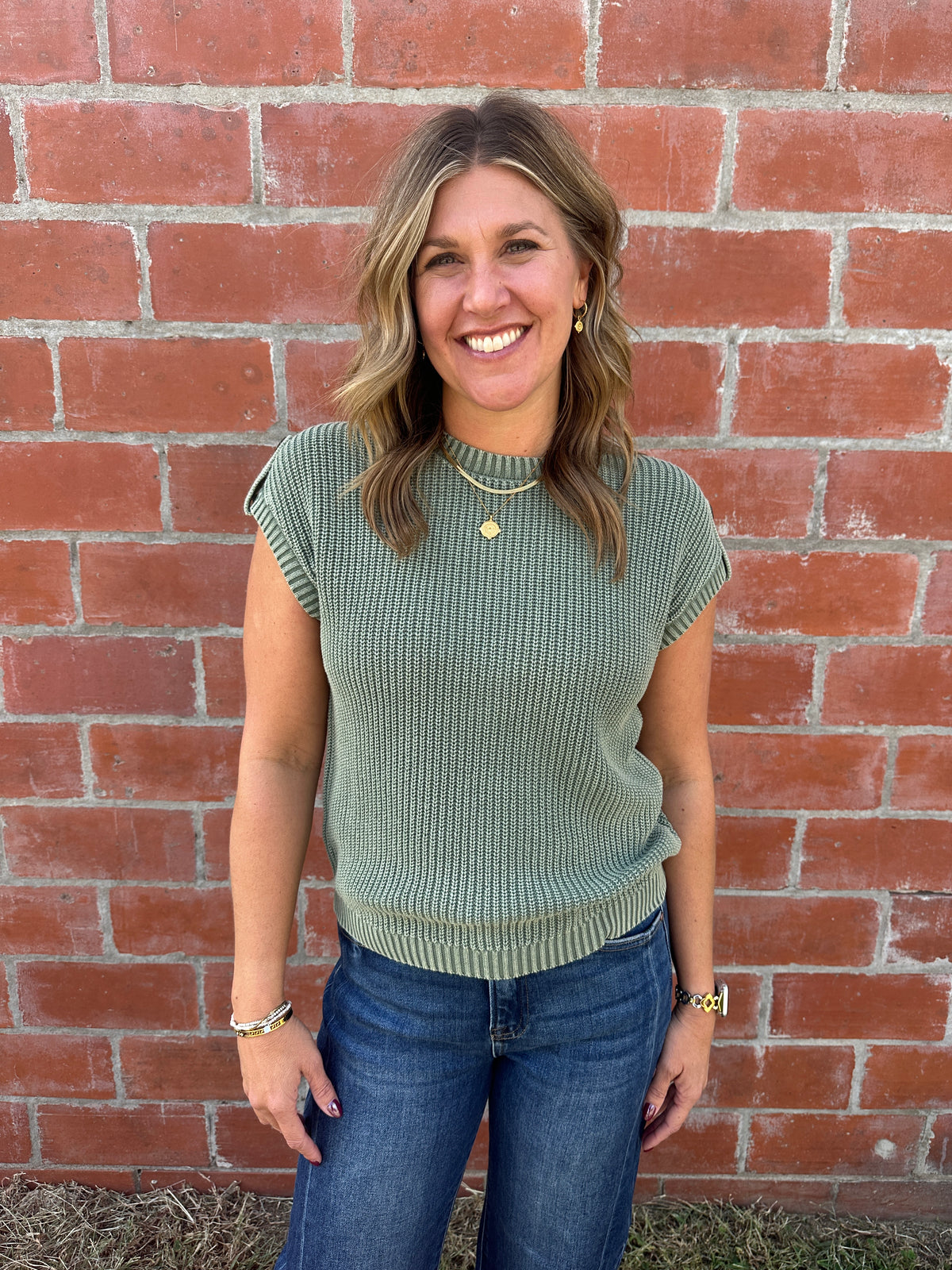 Olive Knit Sweater Top