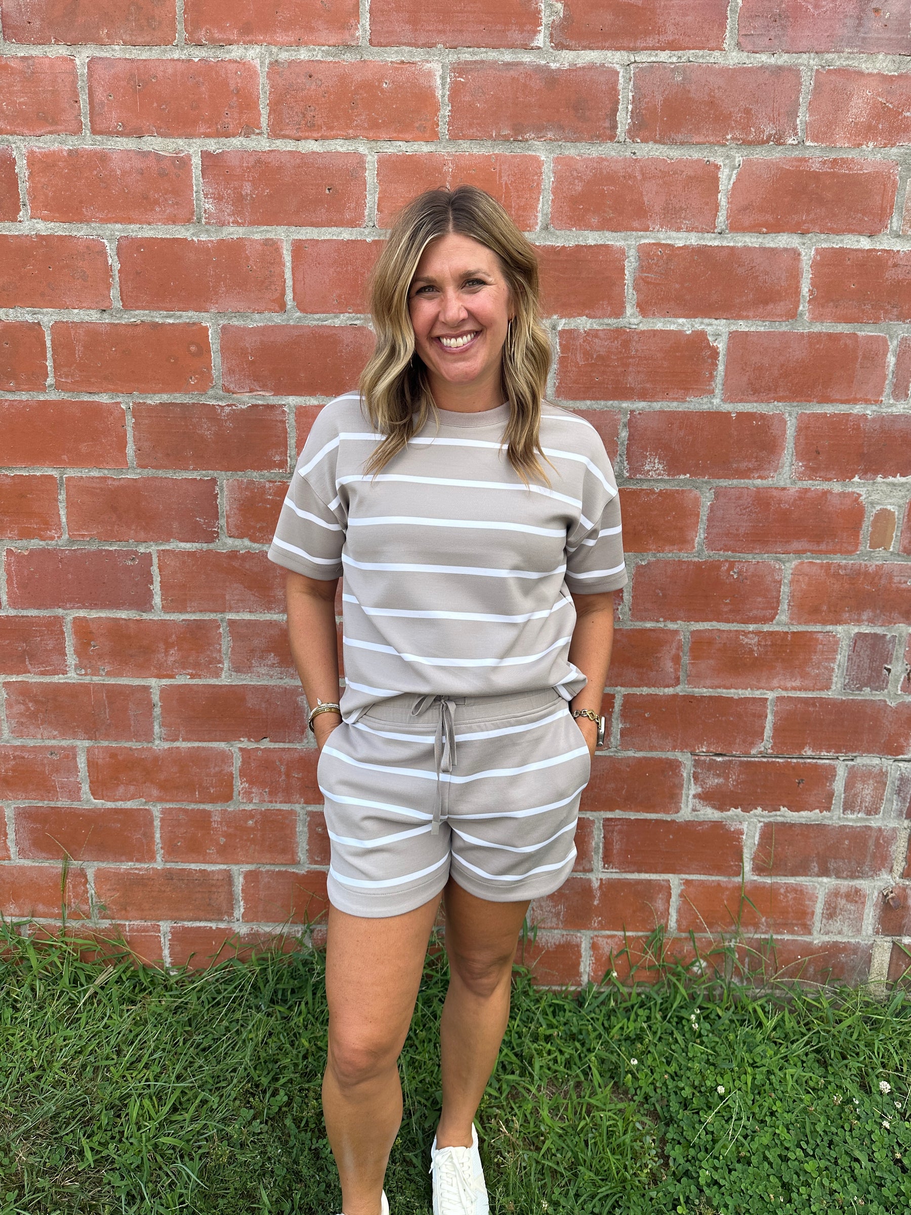 Rosie Shorts - Mushroom Stripe