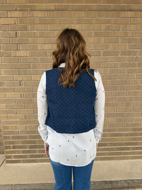 Polka Dot Denim Vest