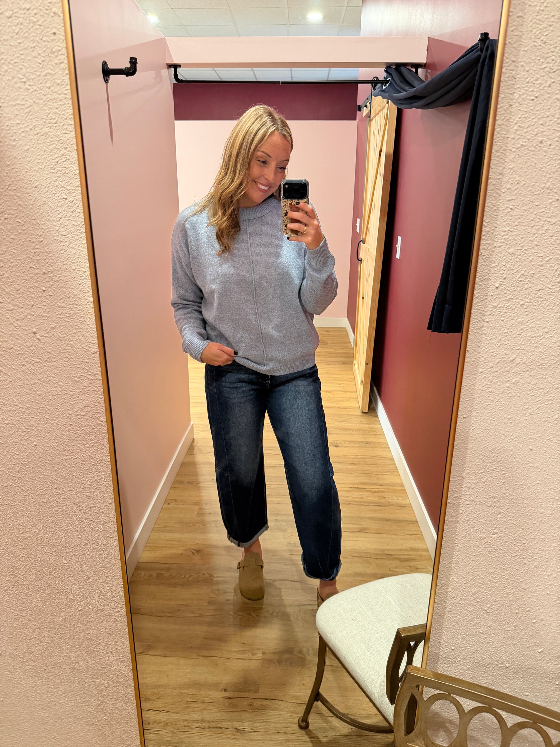 Lightweight Knit Sweater - Ocean Blue
