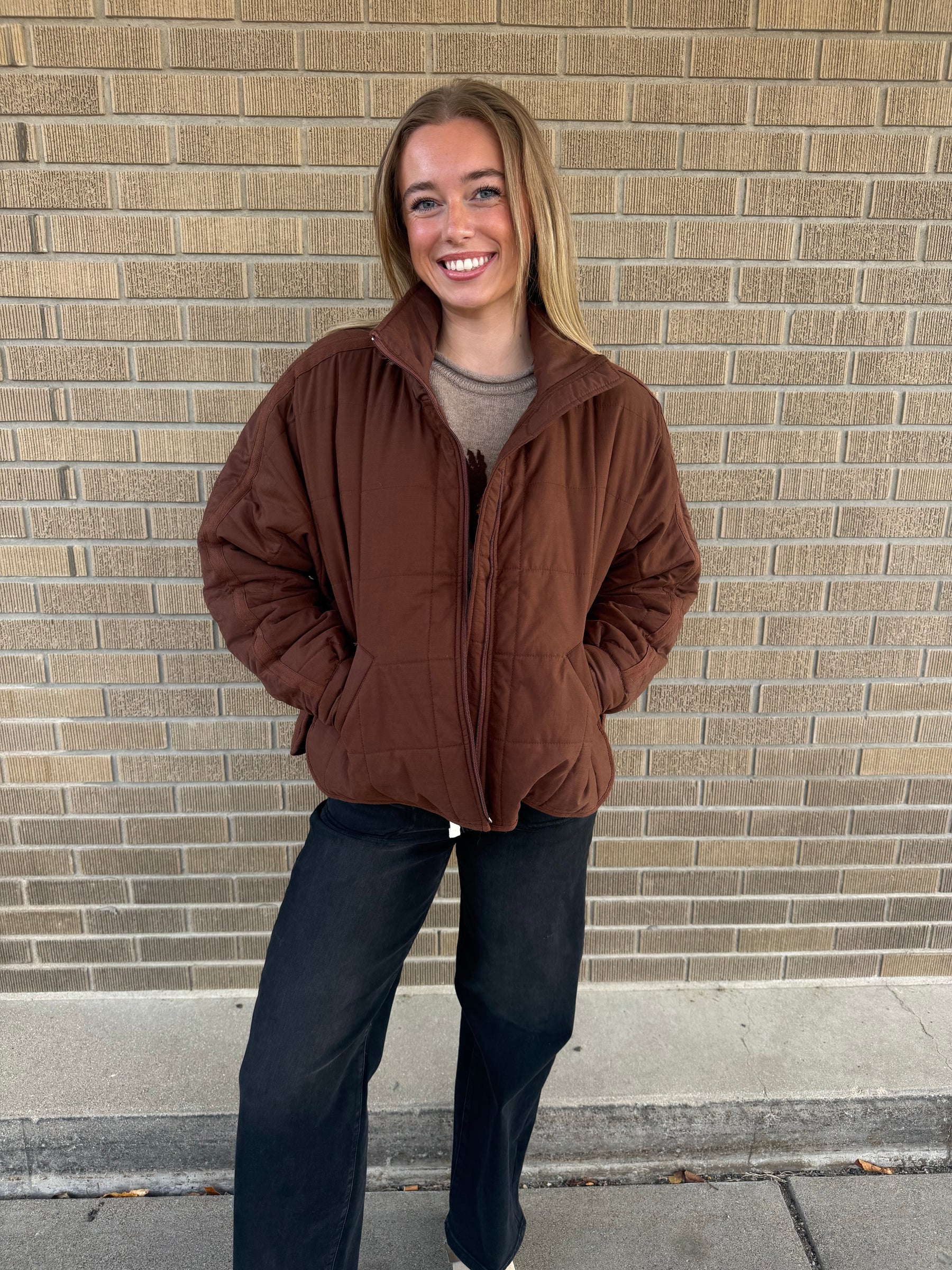 Fireside Quilted Jacket - Chocolate