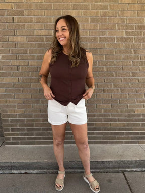 Button Up Tank - Brown