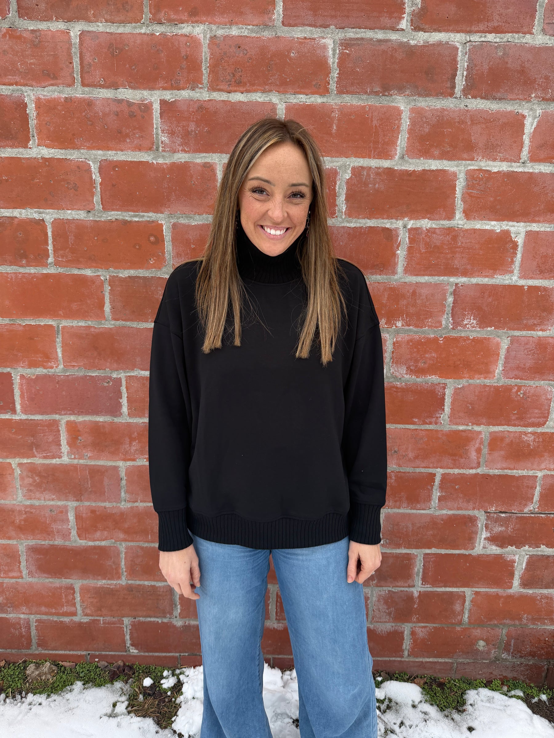 Mock Modal Pullover - Black