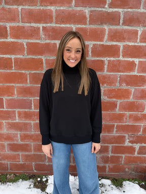 Mock Modal Pullover - Black