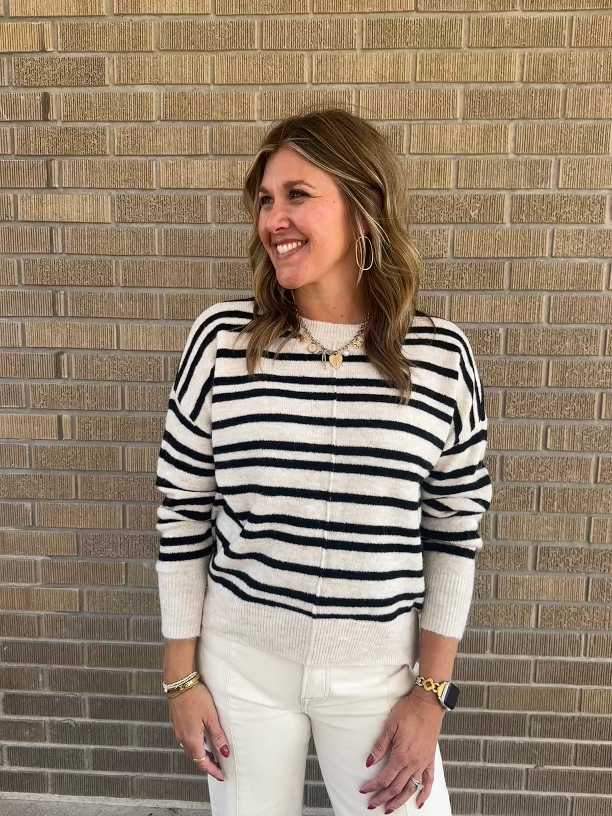 Classic Stripe Sweater - Cream