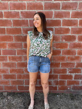 Green Floral Blouse