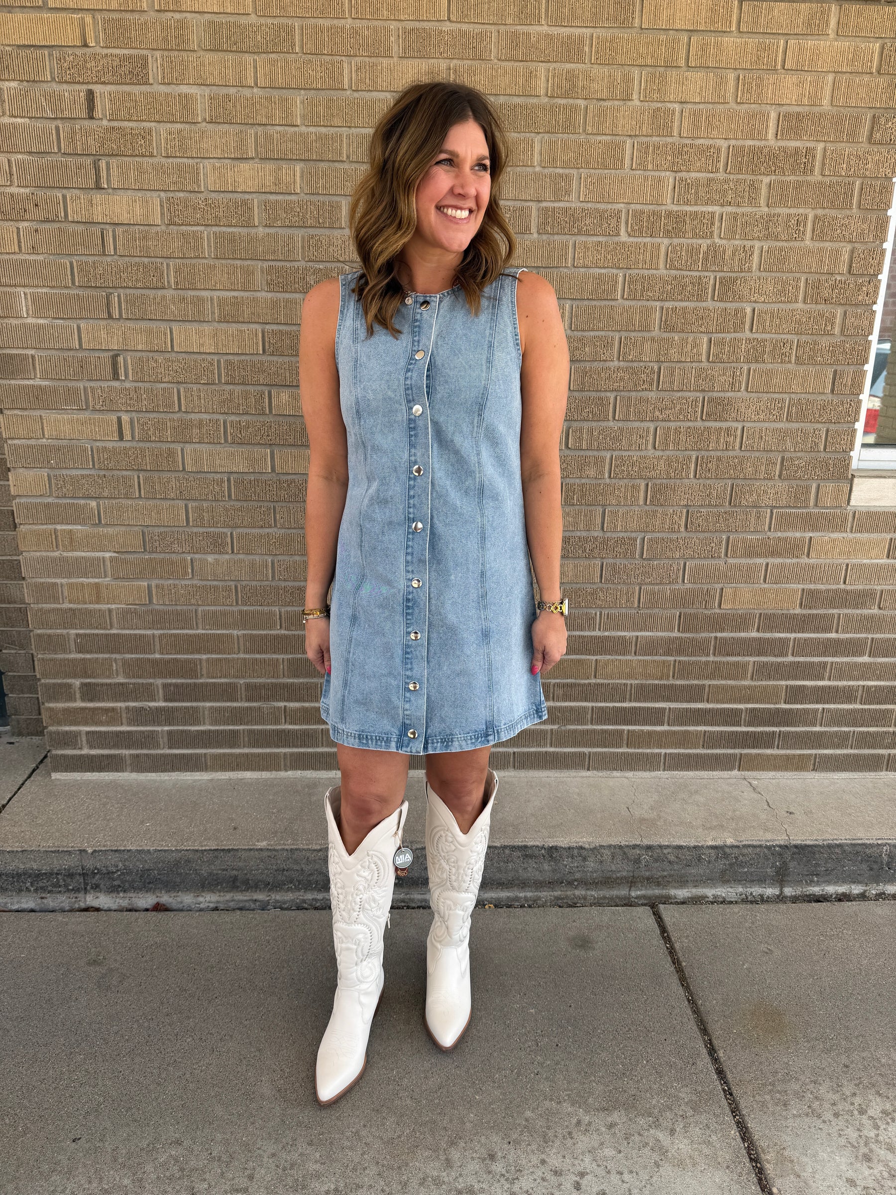 Sleeveless Button Up Denim Dress