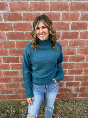 Teal Mock Neck Sweater