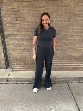 On The Go Wide Leg Pants - Black