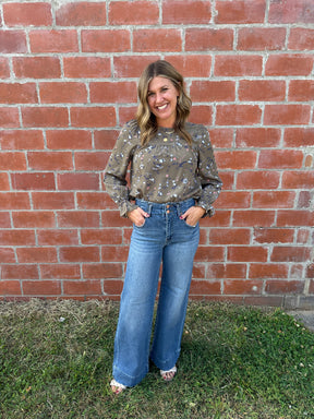 Olive Floral Blouse
