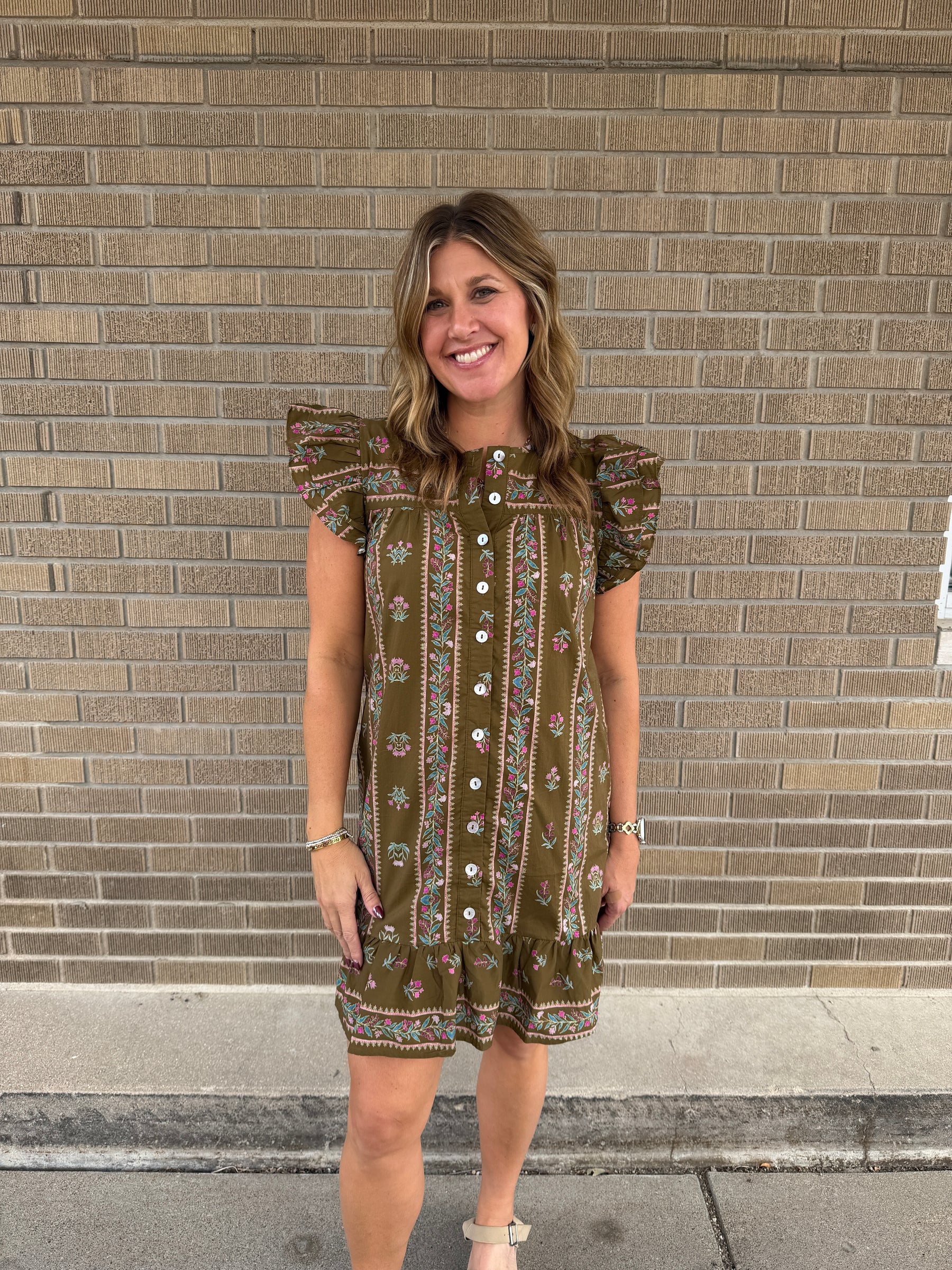 Olive Floral Mini Dress