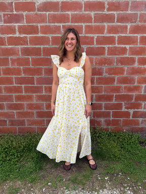 Yellow Floral Midi Dress