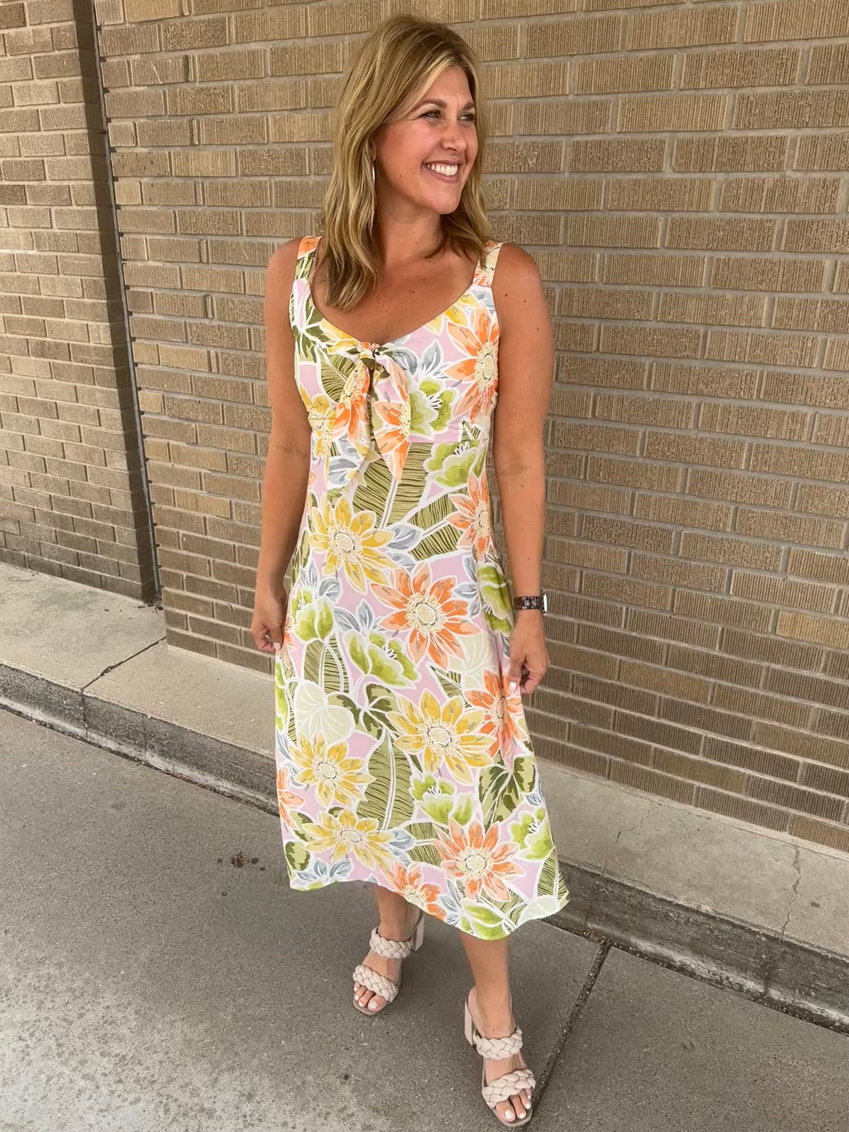 Tropical Floral Midi Dress