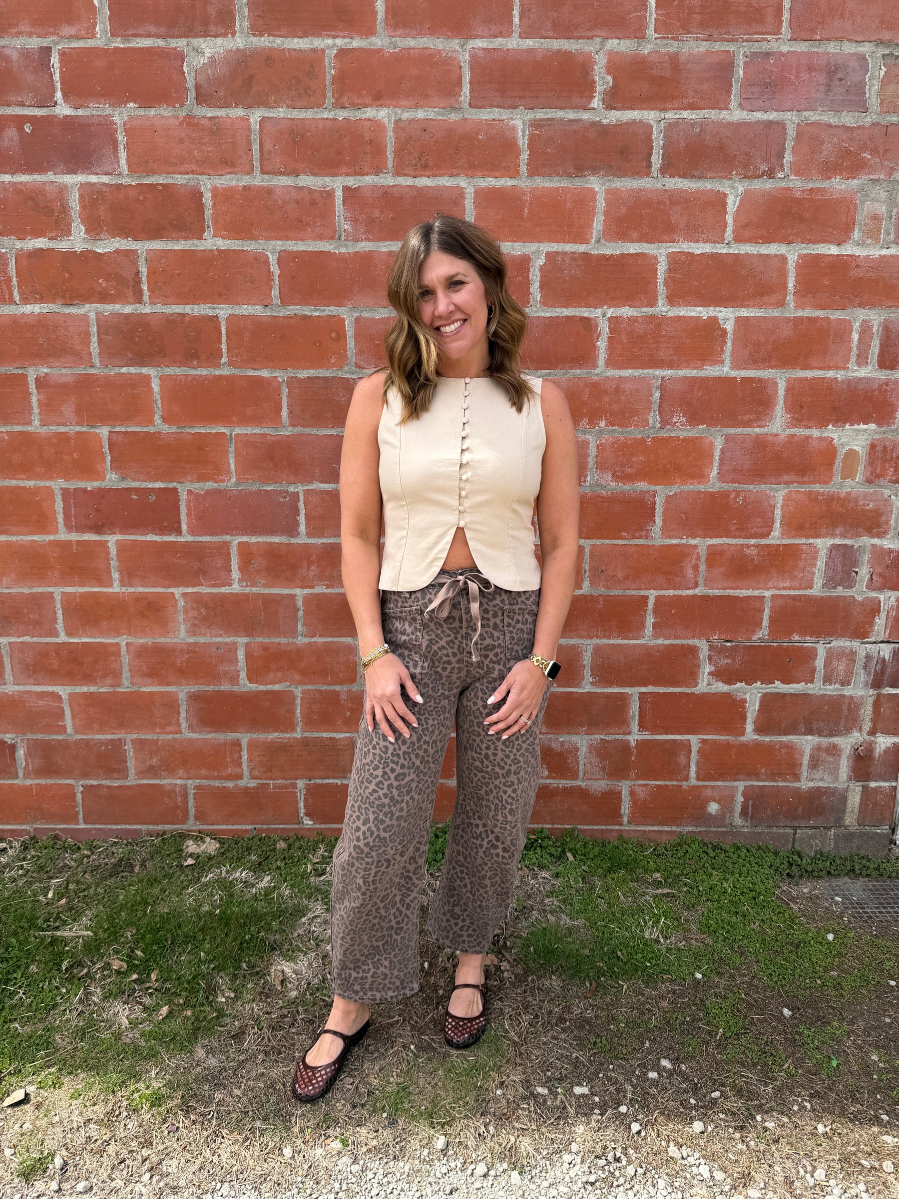 Khaki Button Up Top