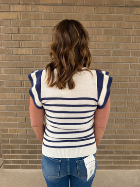 Blue and White Stripe Sweater Top