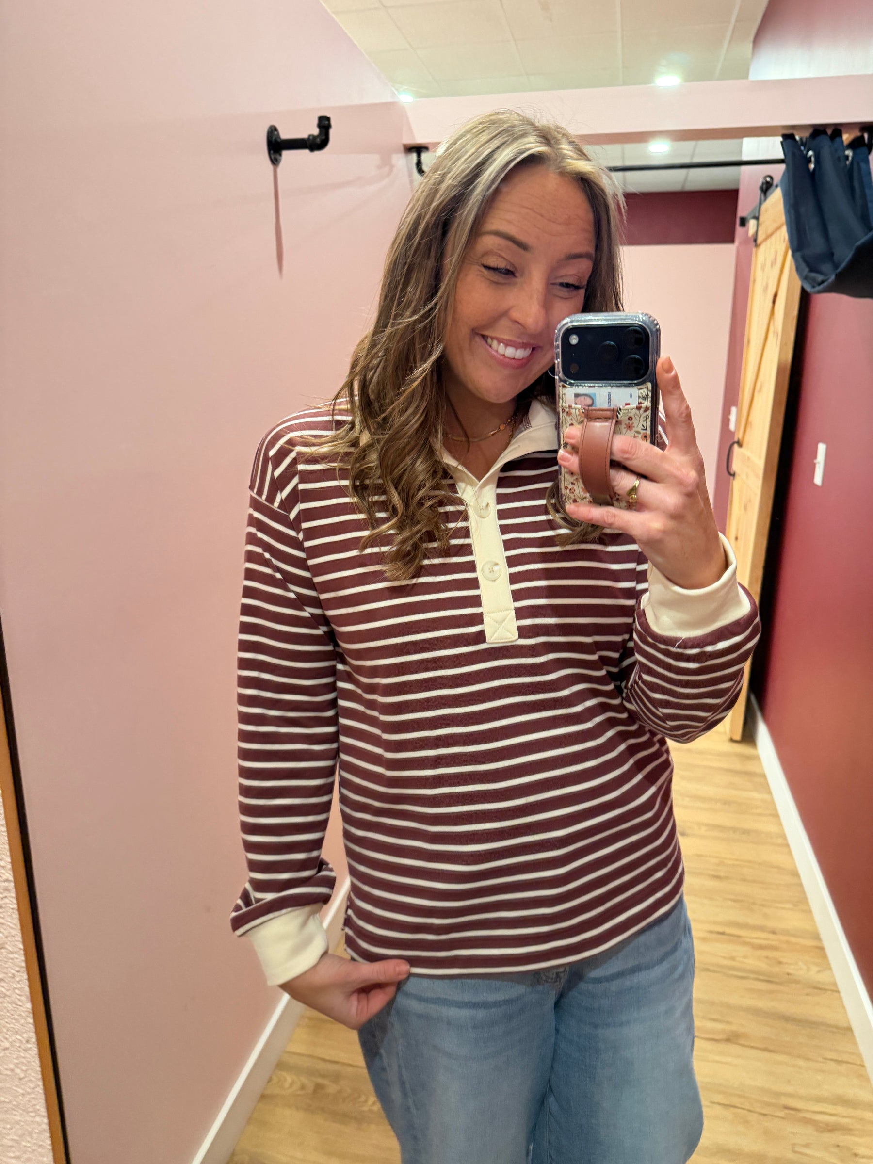 Maroon Stripe Top