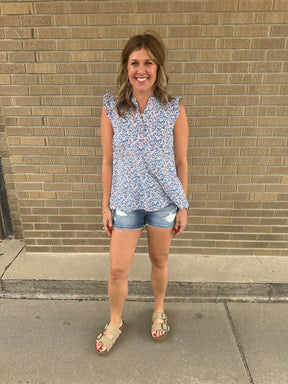 Ditsy Blue Floral Top