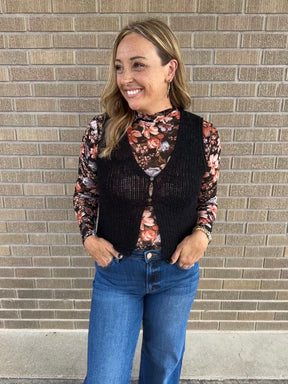 Essential Crochet Vest - Black
