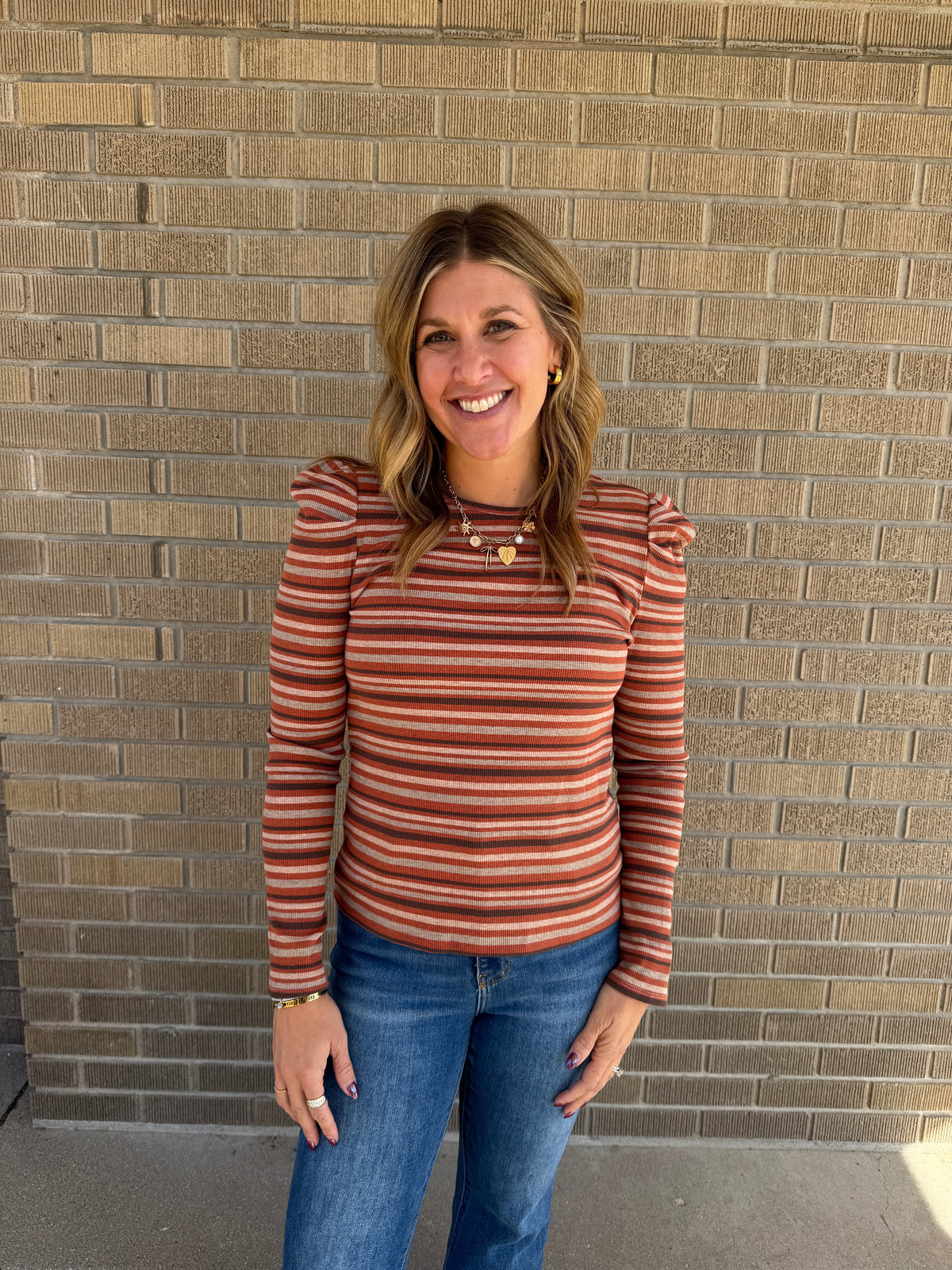 Multicolor Stripe Top - Rust